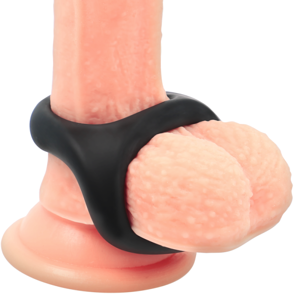 POWERING - SUPER FLEXIBLE Y RESISTENTE ANILLO PENE Y TESTÍCULOS  PR13  NEGRO