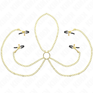 KINK - PINZAS PARA PEZONES Y CLÍTORIS 4 ENGANCHES AJUSTABLE DORADO