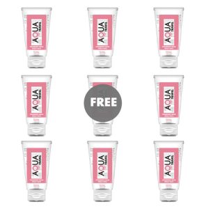 AQUA TRAVEL - LUBRICANTE BASE AGUA SABOR FRESA Y NATA - 50 ML 8+1 GRATIS
