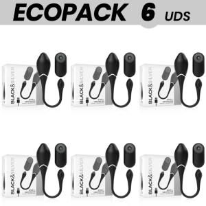 ECOPACK 6 UDS - BLACK&SILVER JENELL HUEVO VIBRADOR RECARGABLE