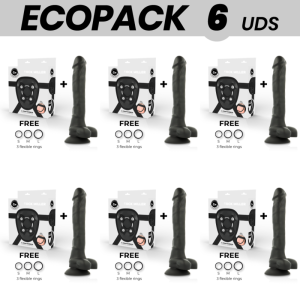ECOPACK 6 UDS - COCK MILLER ARNES + SILICONA DENSITY ARTICULABLE COCKSIL NEGRO 24 CM