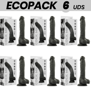 ECOPACK 6 UDS - COCK MILLER SILICONA DENSITY COCKSIL ARTICULABLE NEGRO 18 CM