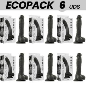 ECOPACK 6 UDS - COCK MILLER SILICONA DENSITY COCKSIL ARTICULABLE NEGRO 19,5 CM