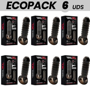 ECOPACK 6 UDS - VIRILXL EXTENSION Y FUNDA DE PENE V15 NEGRO