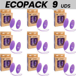 ECOPACK 9 UDS - WOMANVIBE ALSAN HUEVO CONTROL REMOTO NEGRO SILICONA MORADA