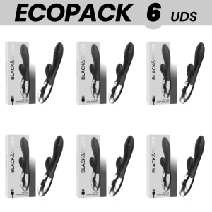 ECOPACK 6 UDS - BLACK&SILVER KALEB VIBRADOR RABBIT SILICON MILTI FUNCION