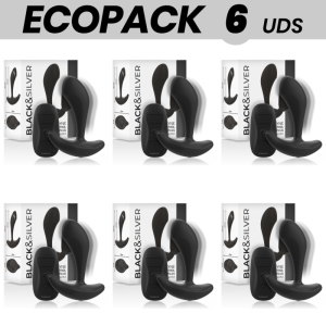 ECOPACK 6 UDS - BLACK&SILVER DWAYNE PLUG ANAL SILICONA CONTROL REMOTO