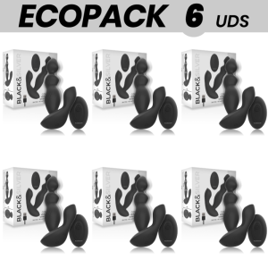 ECOPACK 6 UDS - BLACK&SILVER CORA PLUG PROSTATICO SILICONA CONTROL REMOTO