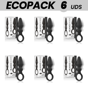 ECOPACK 6 UDS - BLACK&SILVER OZZY POTENTE PLUG ANAL SILICONA