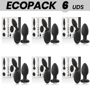 ECOPACK 6 UDS - BLACK&SILVER WELLS PLUG ANAL SILICONA CONTROL REMOTO