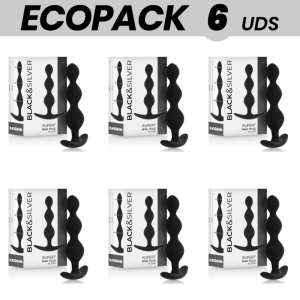 ECOPACK 6 UDS - BLACK&SILVER RUPERT CADENA BOLAS ANALES 10 CM