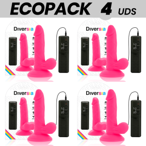 ECOPACK 6 UDS - DIVERSIA DILDO FLEXIBLE CON VIBRACION ROSA 17 CM -O- 3.3 CM