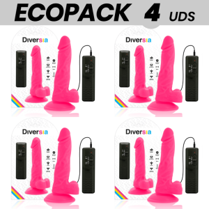 ECOPACK 6 UDS - DIVERSIA DILDO FLEXIBLE CON VIBRACIÓN ROSA 18 CM -O- 4 CM