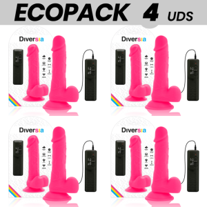 ECOPACK 6 UDS - DIVERSIA DILDO FLEXIBLE CON VIBRACION ROSA 20.5 CM -O- 4.2 CM