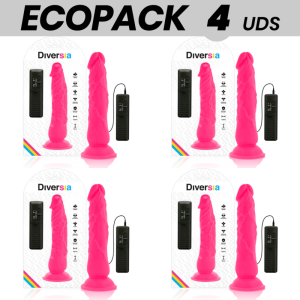 ECOPACK 6 UDS - DIVERSIA DILDO FLEXIBLE CON VIBRACION ROSA 21 CM -O- 4.9 CM