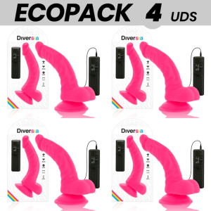 ECOPACK 6 UDS - DIVERSIA DILDO FLEXIBLE CON VIBRACION ROSA 21.5 CM -O- 4.5 CM