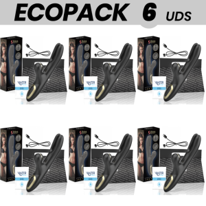 ECOPACK 6 UDS - IBIZA VIBRADOR HI-TECH RABITT POR ONDAS CLITORIALES Y DOBLE PINCHING NEGRO