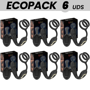 ECOPACKS 6 UDS - IBIZA WIGGLE PLUG ANAL ROTADOR CONTROL REMOTO CON VIBRO-PERINEO Y ANILLAS POTENCIADORAS DE PENE